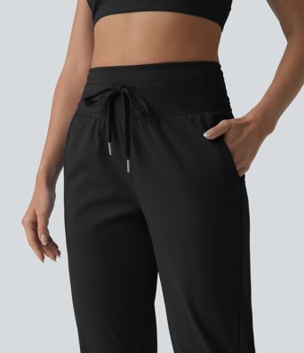 SoftlyZero™ Plush High Waisted Drawstring Tummy Control Yoga Pedal Pushers Joggers with Pockets SoftlyZero™ Plush High Waisted Drawstring Tummy Control Yoga Pedal Pushers Joggers with Pockets