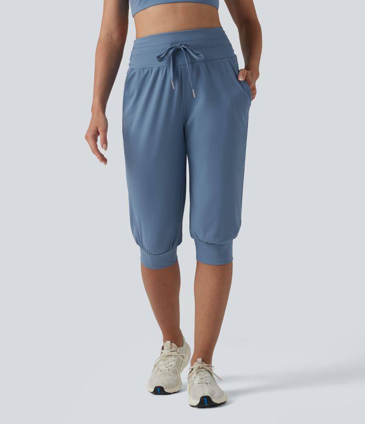 SoftlyZero™ Plush High Waisted Drawstring Tummy Control Yoga Pedal Pushers Joggers with Pockets SoftlyZero™ Plush High Waisted Drawstring Tummy Control Yoga Pedal Pushers Joggers with Pockets