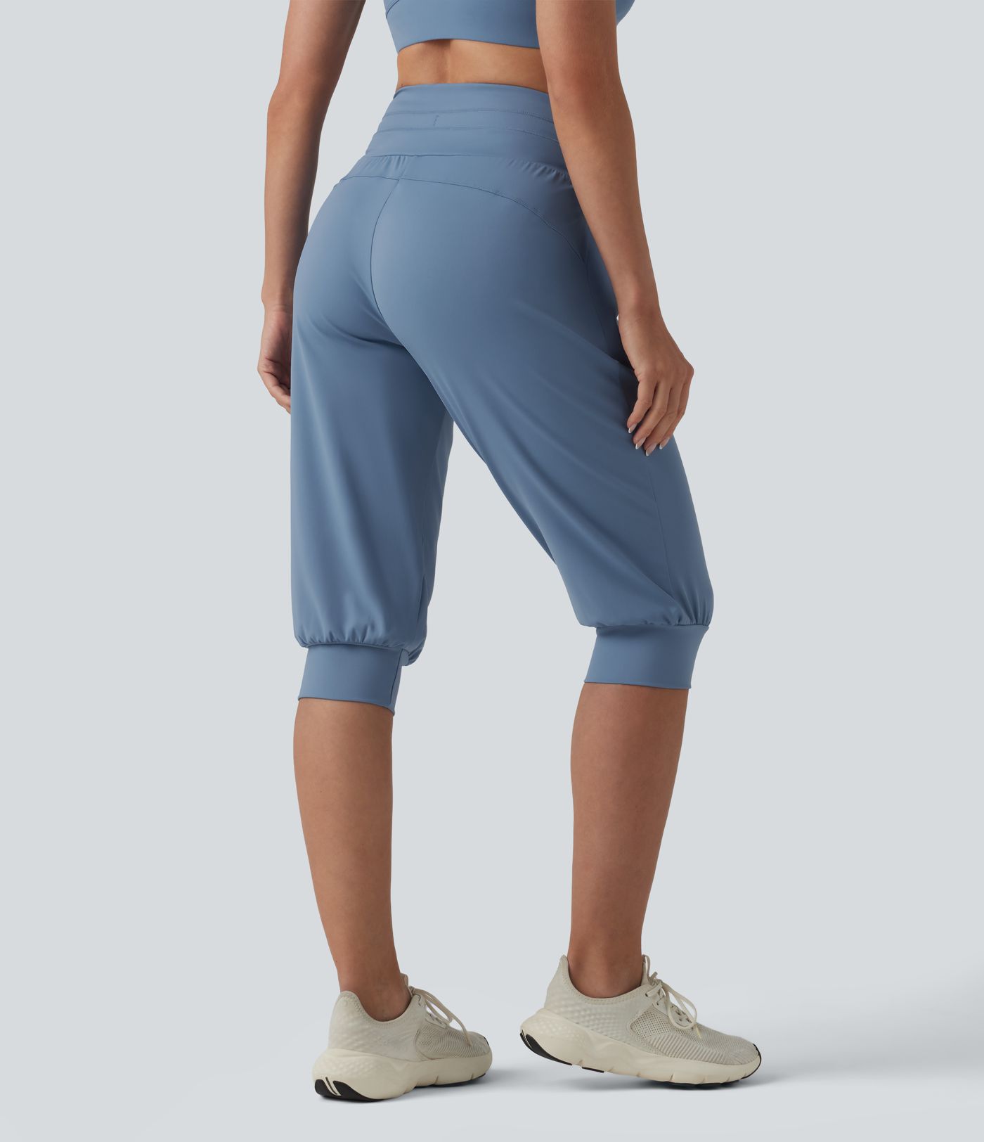 Softlyzero™ Plush - Pedal-Pusher-Jogginghose mit hohem Bund, Seitentaschen, Bauchkontrolle und Kordelzug