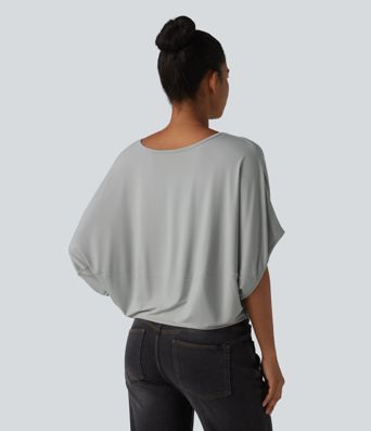 Lässiges Oberteil mit Rundhalsausschnitt und Fledermausärmeln