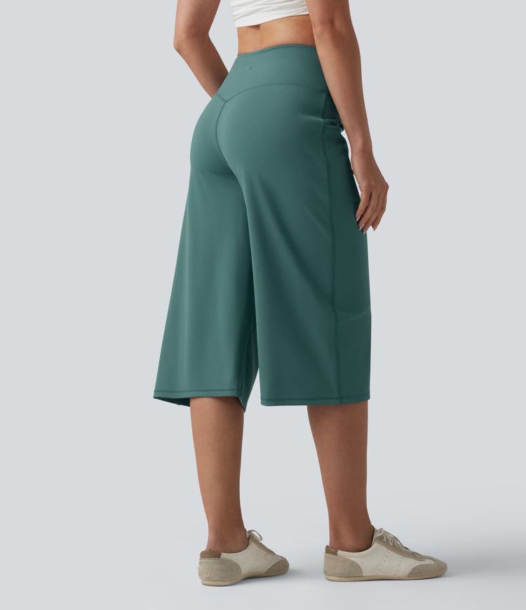 SoftlyZero™ Airy High Waisted Tummy Control Cool Touch Casual Capri Baggy Pants with Pockets