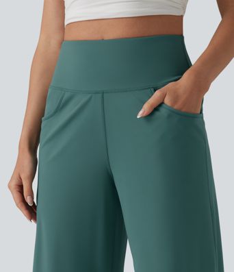 SoftlyZero™ Airy High Waisted Tummy Control Cool Touch Casual Capri Baggy Pants with Pockets