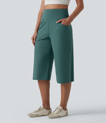 SoftlyZero™ Airy High Waisted Tummy Control Cool Touch Casual Capri Baggy Pants with Pockets