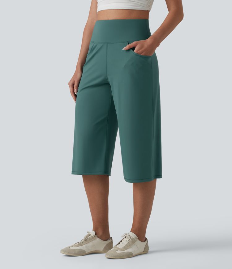 SoftlyZero™ Airy High Waisted Tummy Control Cool Touch Casual Capri Baggy Pants with Pockets