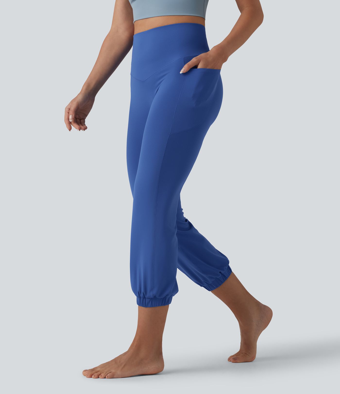 SoftlyZero™ High Waisted Tummy Control Dance Cropped Balloon Joggers with Pockets