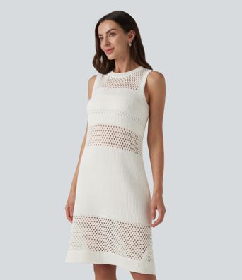 Round Neck Sleeveless Cut Out Mini Dress