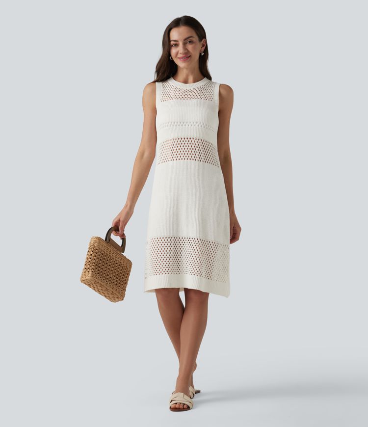 Round Neck Sleeveless Cut Out Mini Dress