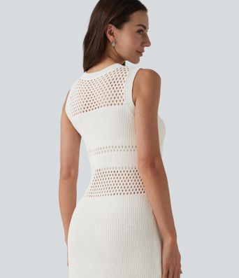 Round Neck Sleeveless Cut Out Mini Dress