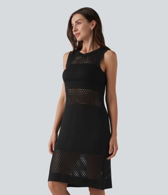 Round Neck Sleeveless Cut Out Mini Dress Round Neck Sleeveless Cut Out Mini Dress