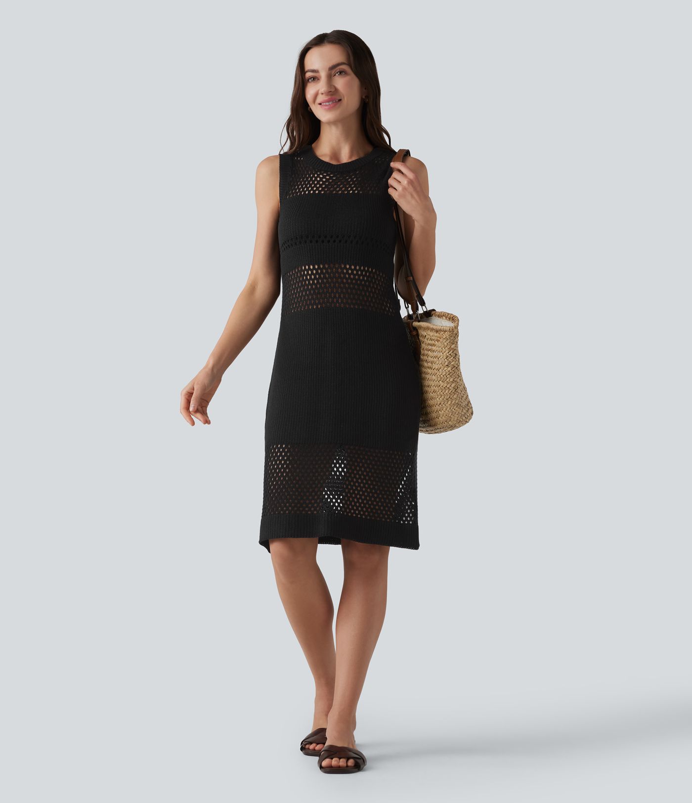 Round Neck Sleeveless Cut Out Mini Dress Round Neck Sleeveless Cut Out Mini Dress