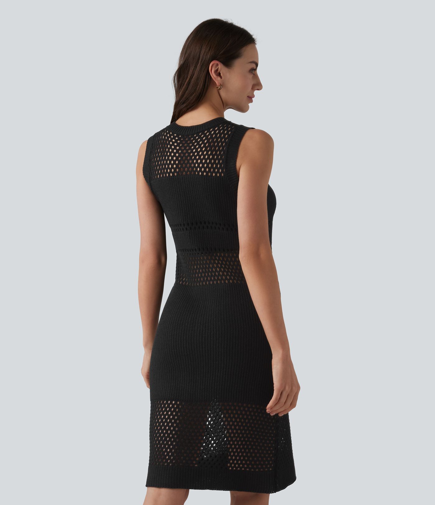 Round Neck Sleeveless Cut Out Mini Dress Round Neck Sleeveless Cut Out Mini Dress
