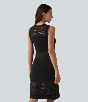 Round Neck Sleeveless Cut Out Mini Dress Round Neck Sleeveless Cut Out Mini Dress