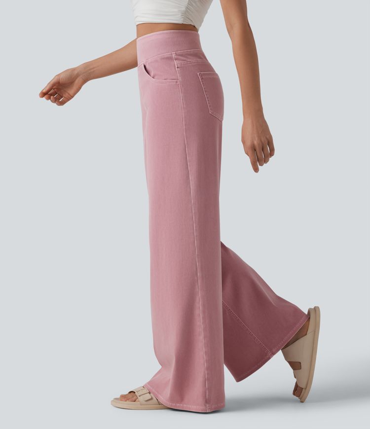 Halara Flex™ High Waisted Wide Leg Colorful Casual Jeans with Pockets Halara Flex™ High Waisted Wide Leg Colorful Casual Jeans with Pockets