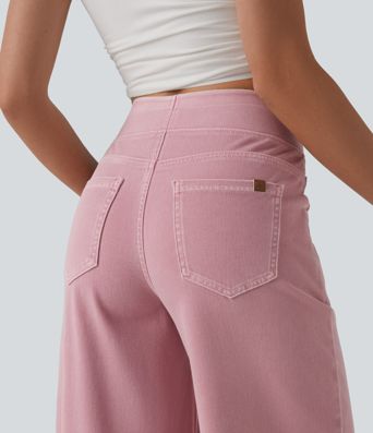 Halara Flex™ High Waisted Wide Leg Colorful Casual Jeans with Pockets Halara Flex™ High Waisted Wide Leg Colorful Casual Jeans with Pockets