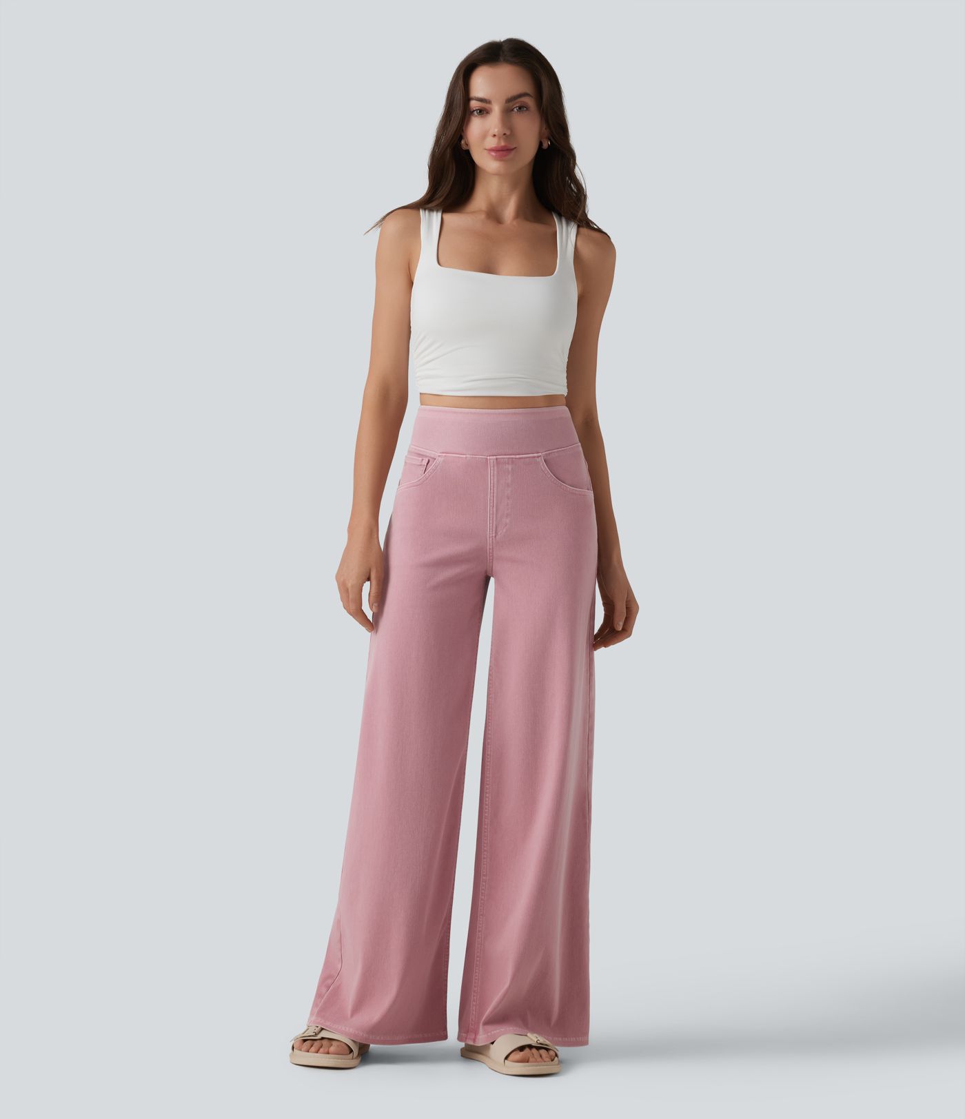 Halara Flex™ High Waisted Wide Leg Colorful Casual Jeans with Pockets Halara Flex™ High Waisted Wide Leg Colorful Casual Jeans with Pockets