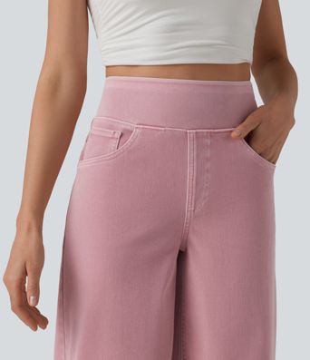 Halara Flex™ High Waisted Wide Leg Colorful Casual Jeans with Pockets Halara Flex™ High Waisted Wide Leg Colorful Casual Jeans with Pockets