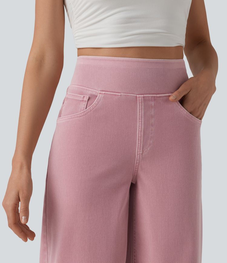 Halara Flex™ High Waisted Wide Leg Colorful Casual Jeans with Pockets Halara Flex™ High Waisted Wide Leg Colorful Casual Jeans with Pockets