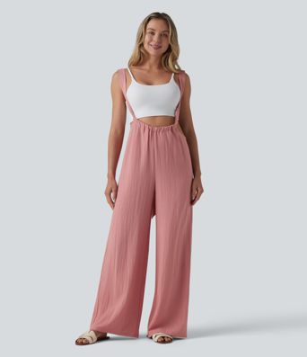 Salopette effet lin à nouer dans le dos avec poches