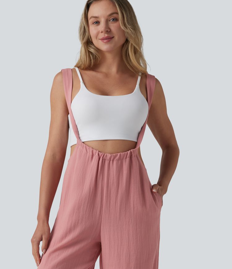 Salopette effet lin à nouer dans le dos avec poches