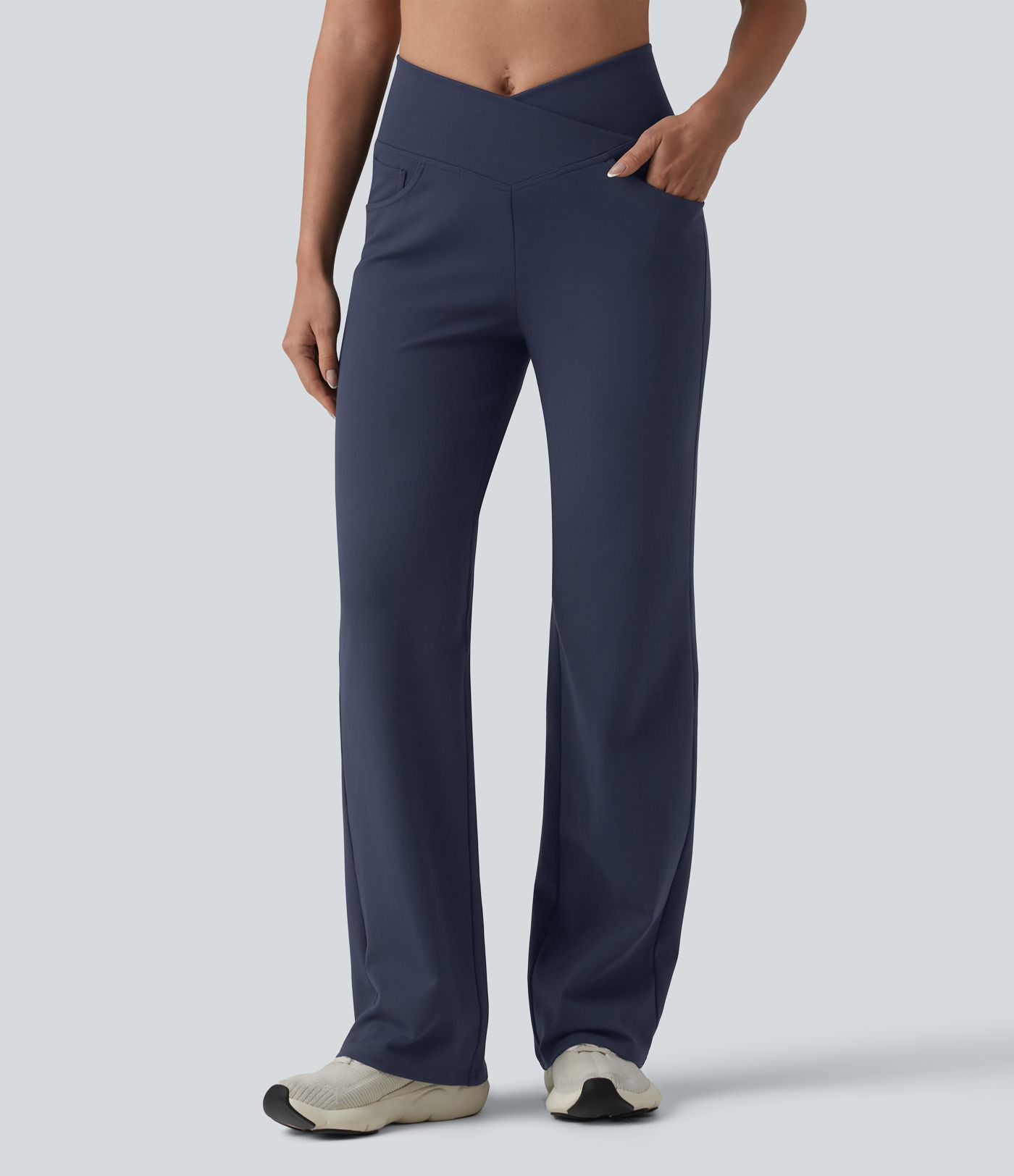DayStretch Crossover High Waisted Tummy Control Yoga Straight Leg Pants with Pockets DayStretch Crossover High Waisted Tummy Control Yoga Straight Leg Pants with Pockets
