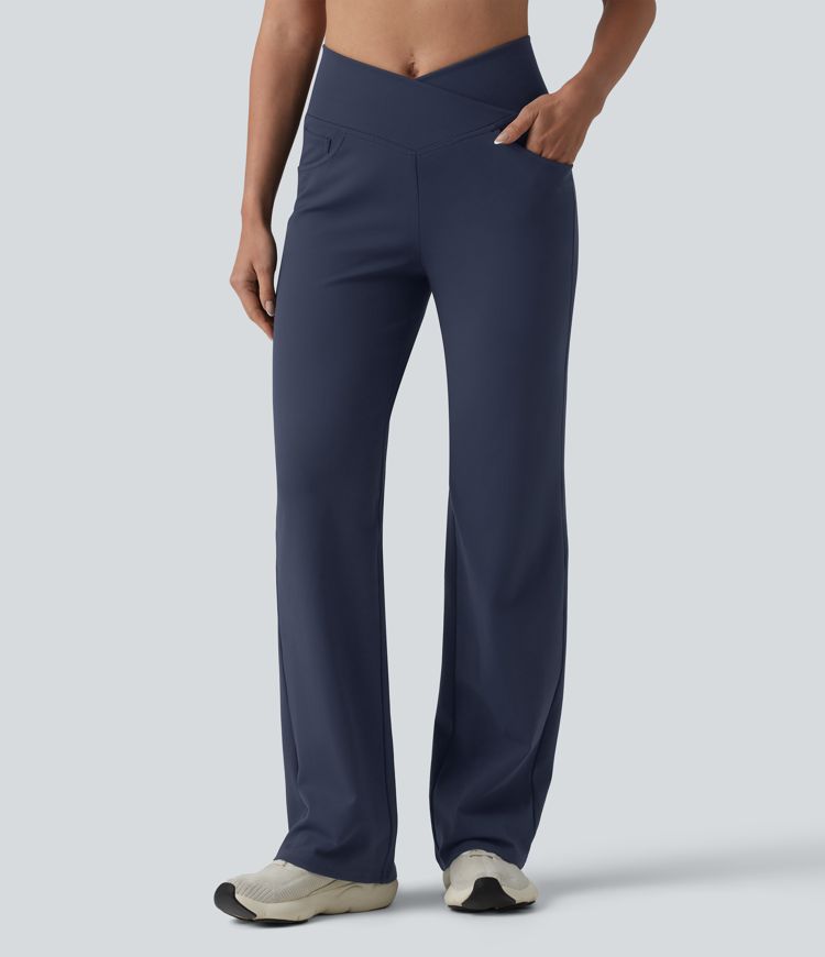 DayStretch Crossover High Waisted Tummy Control Yoga Straight Leg Pants with Pockets DayStretch Crossover High Waisted Tummy Control Yoga Straight Leg Pants with Pockets