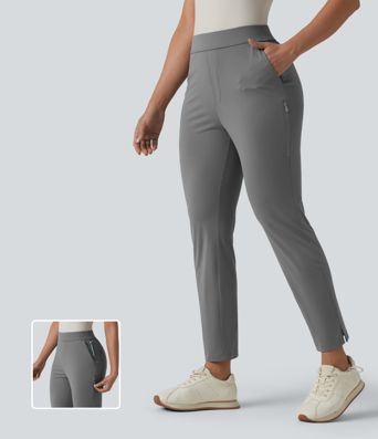 High Waisted Tapered Golf Pants with Pockets