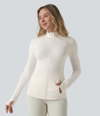 Durable Water Repellent Stand Collar Ruched Sleeve Drawstring Thumb Holes Hiking 3-in-1 Jacket with Pockets