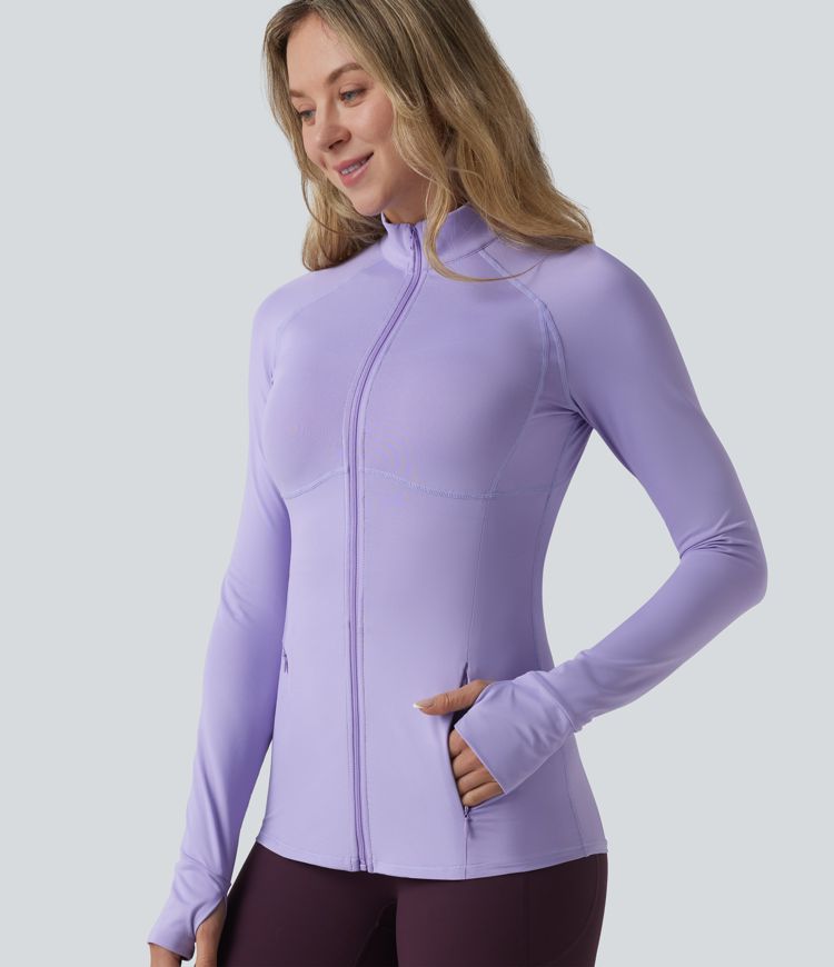 Durable Water Repellent Stand Collar Ruched Sleeve Drawstring Thumb Holes Hiking 3-in-1 Jacket with Pockets