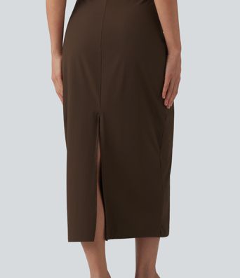 Ribbed Round Neck Sleeveless Built-in Bra Bodycon Midi Casual Dress