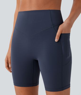 Halara UltraSculpt™ - Formende Workout-Shorts mit hohem Bund, Seitentaschen, Booty-Scrunch und Seitentaschen - Po-Lifting, 17,8 cm