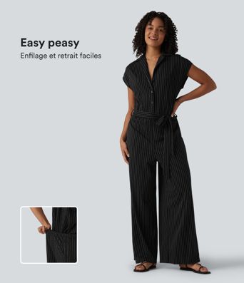 Combinaison chemise manches courtes bureau effet frais avec ceintures et poches, édition Easy Peezy