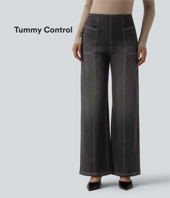 Halara Flex™ High Waisted Tummy Control Casual Wide Leg Jeans with Pockets