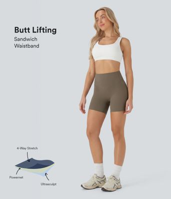 Halara UltraSculpt™ High Waisted Butt Lifting Tummy Control Pocket Shaping Training Bike Running Shorts 5''