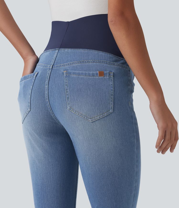 Halara Flex™ Super High Waisted Skinny 7/8 Casual Maternity Jeans with Pockets