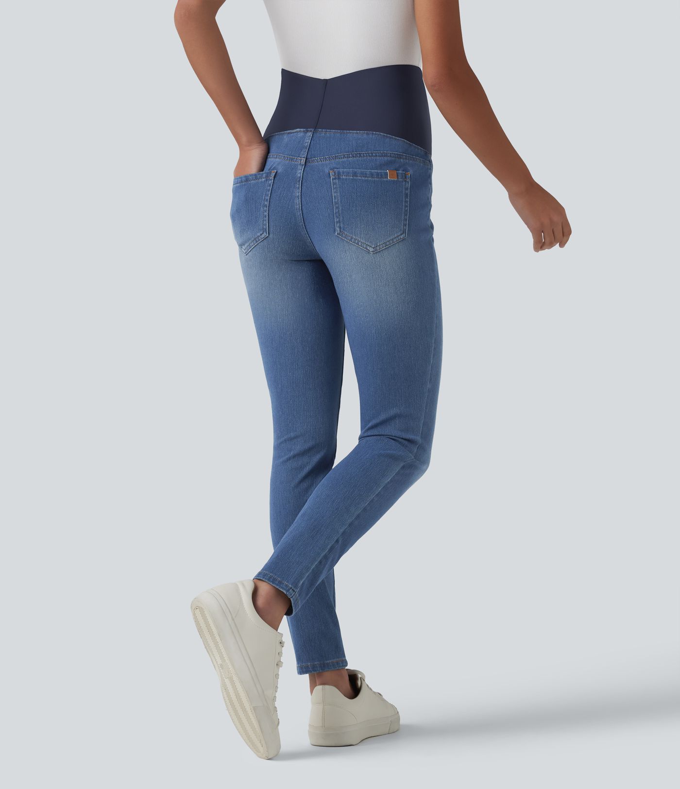 Halara Flex™ Super High Waisted Skinny 7/8 Casual Maternity Jeans with Pockets