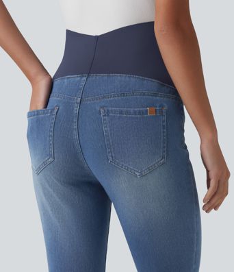 Halara Flex™ Super High Waisted Skinny 7/8 Casual Maternity Jeans with Pockets