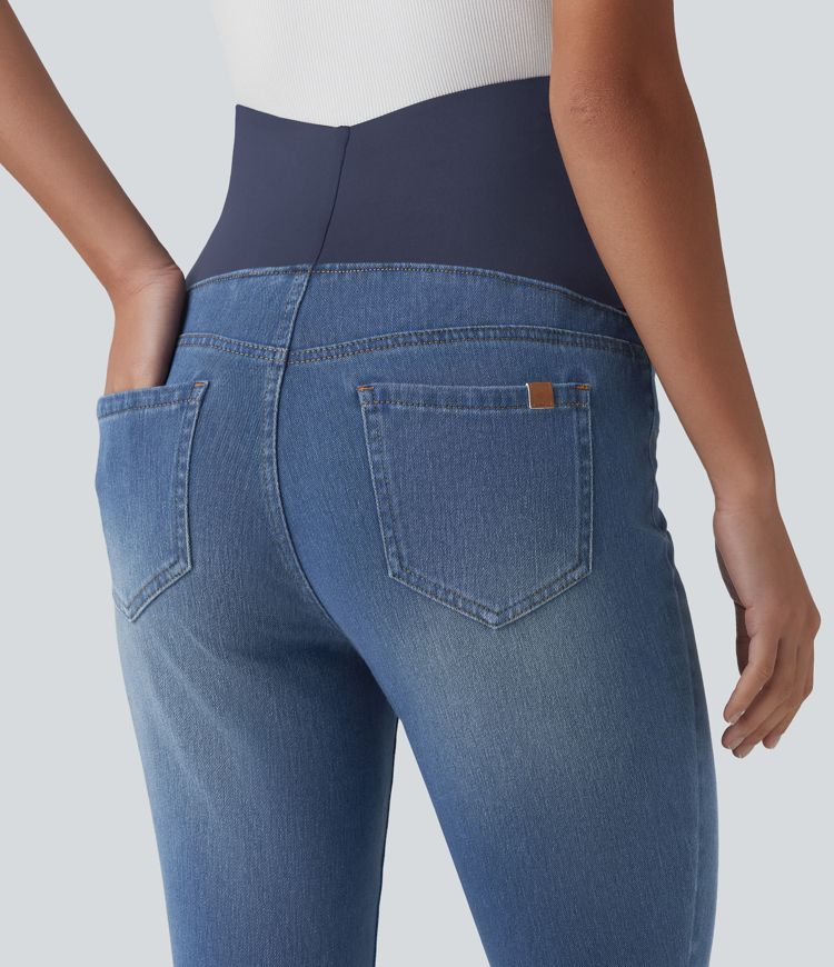 Halara Flex™ Super High Waisted Skinny 7/8 Casual Maternity Jeans with Pockets