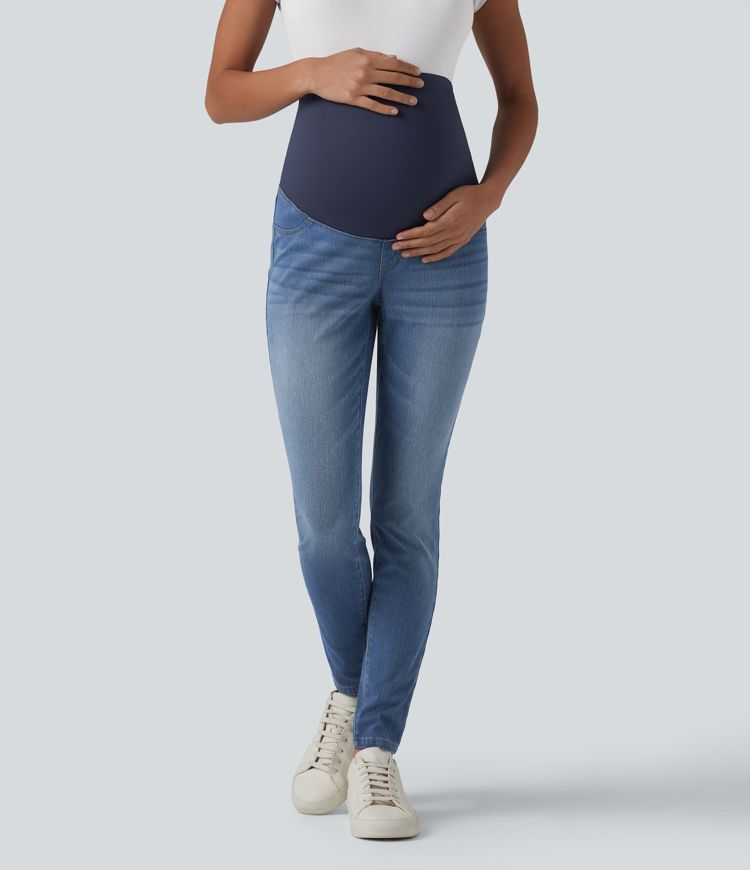 Halara Flex™ Super High Waisted Skinny 7/8 Casual Maternity Jeans with Pockets