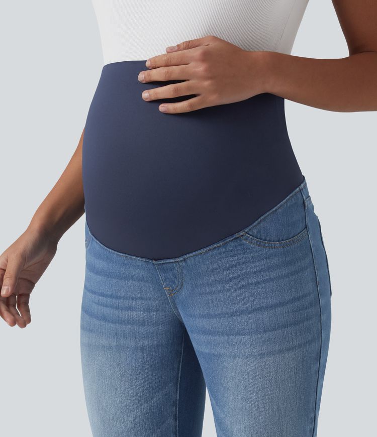 Halara Flex™ Super High Waisted Skinny 7/8 Casual Maternity Jeans with Pockets
