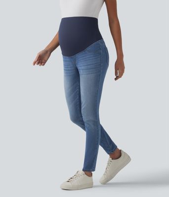 Halara Flex™ Super High Waisted Skinny 7/8 Casual Maternity Jeans with Pockets