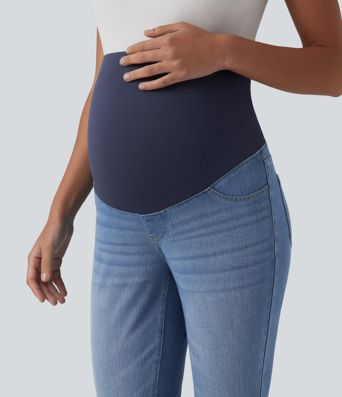 Halara Flex™ Super High Waisted Skinny 7/8 Casual Maternity Jeans with Pockets