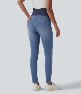 Halara Flex™ Super High Waisted Skinny 7/8 Casual Maternity Jeans with Pockets