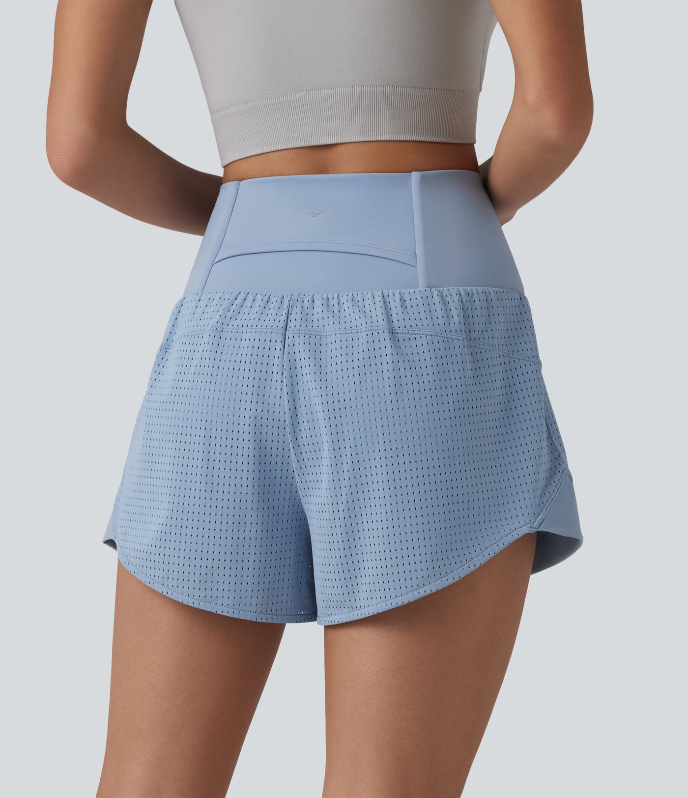 High Waisted Tummy Control Eyelet 2-in-1 Yoga Shorts 2.5'' with Pocket