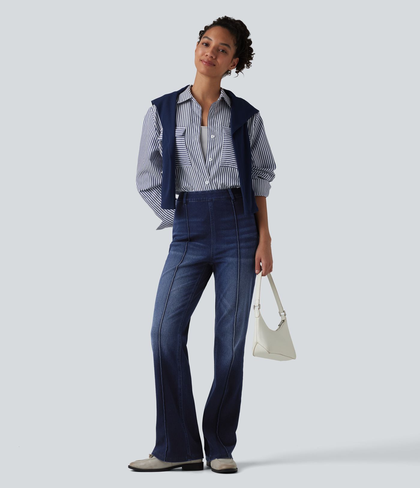 Pantalones vaqueros de trabajo Halara Flex™ de talle alto y corte bota con bolsillos