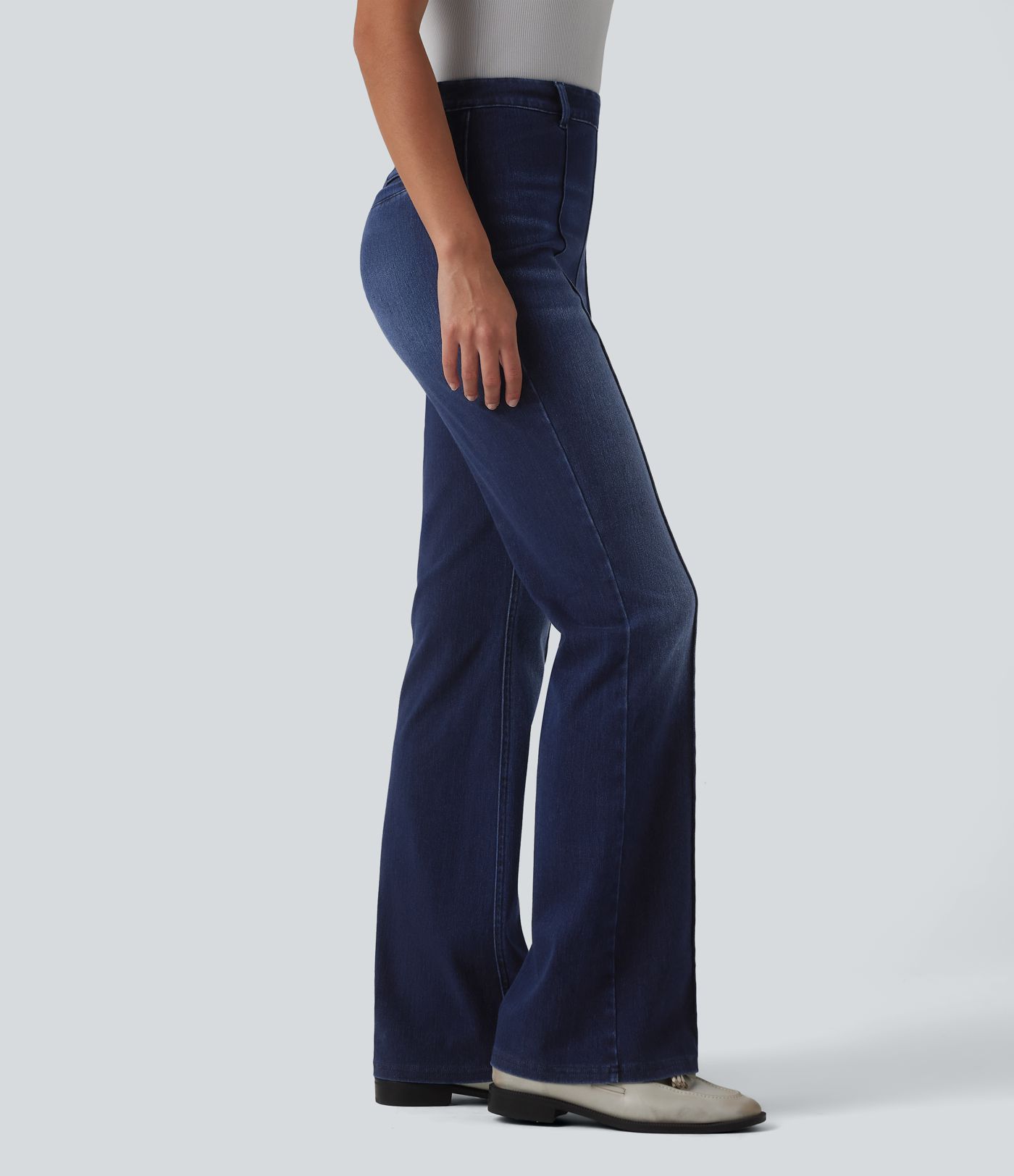 Pantalones vaqueros de trabajo Halara Flex™ de talle alto y corte bota con bolsillos