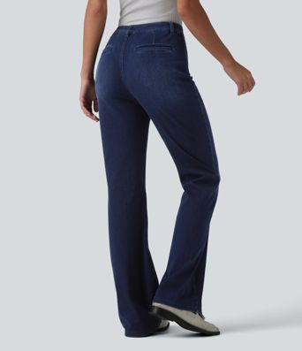 Pantalones vaqueros de trabajo Halara Flex™ de talle alto y corte bota con bolsillos