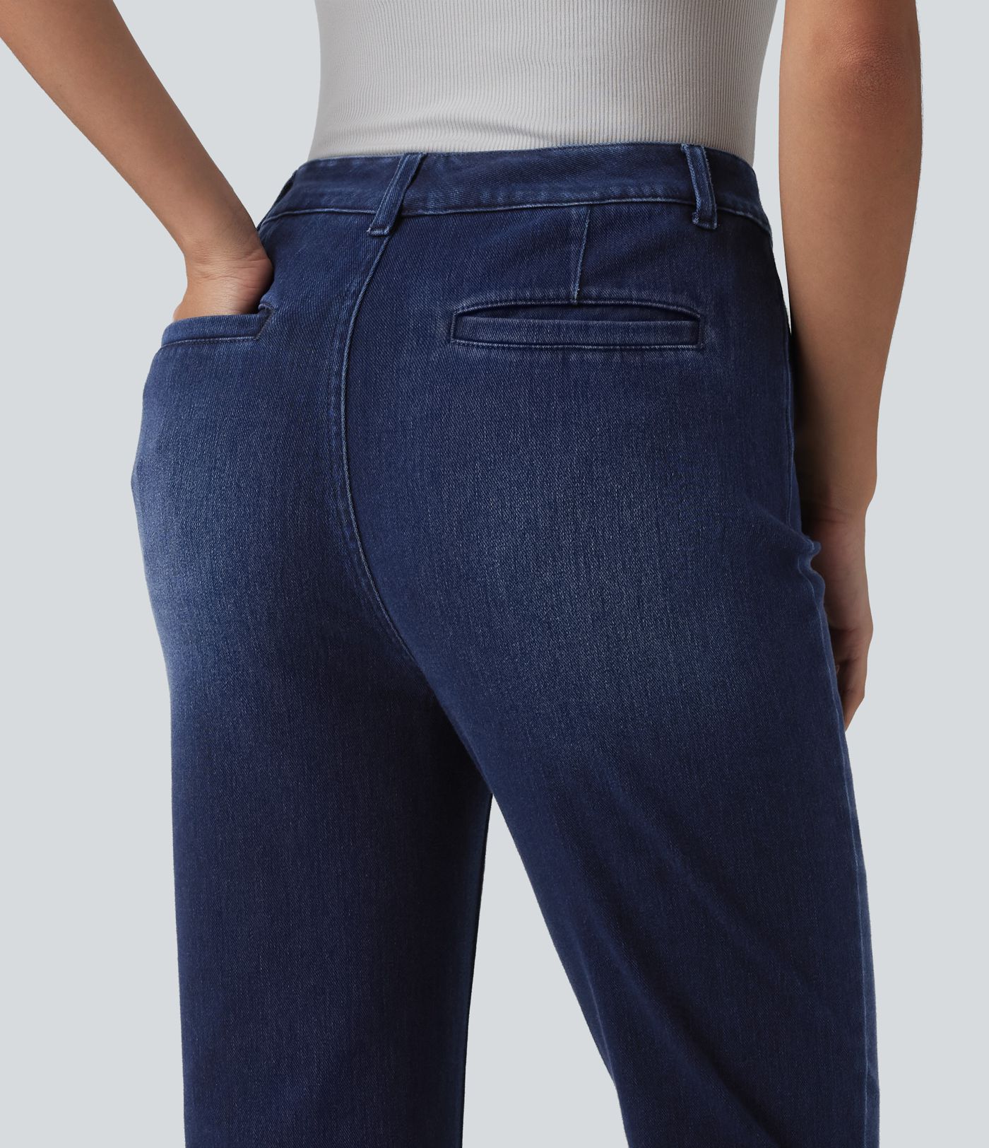 Pantalones vaqueros de trabajo Halara Flex™ de talle alto y corte bota con bolsillos