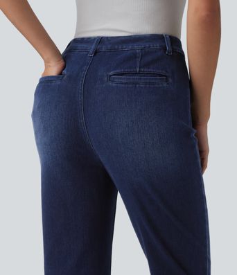 Pantalones vaqueros de trabajo Halara Flex™ de talle alto y corte bota con bolsillos