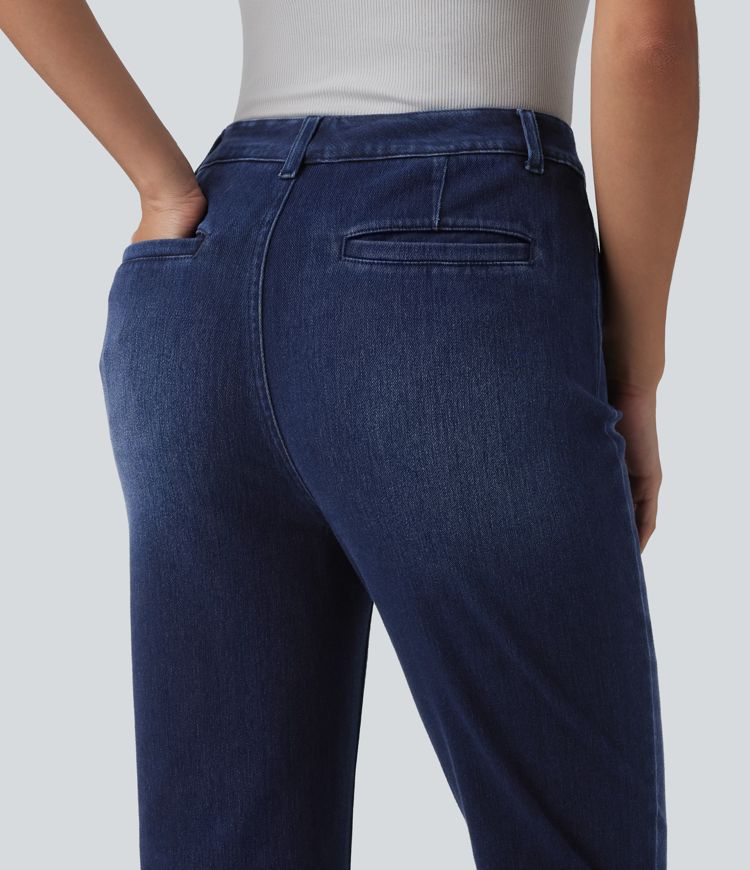 Pantalones vaqueros de trabajo Halara Flex™ de talle alto y corte bota con bolsillos