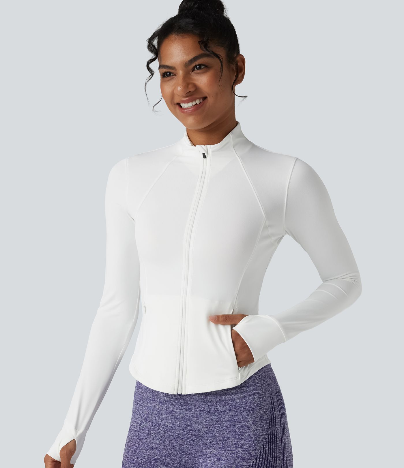 Durable Water Repellent Hooded Thumb Holes Curved Hem Running 3-in-1 Jacket with Pockets